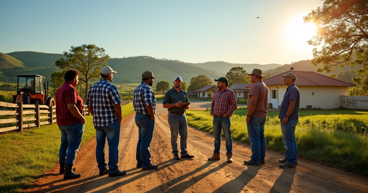Liderança conversa com agricultores em comunidade rural do Paraná