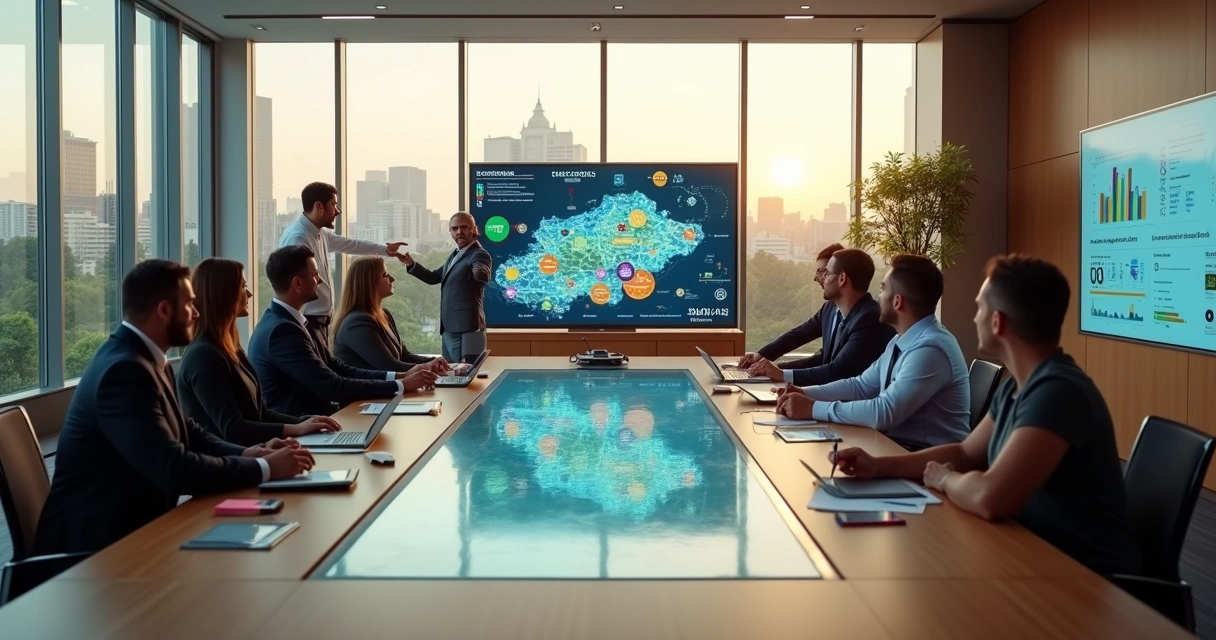 Lideranças municipais em reunião estratégica discutindo inovação local