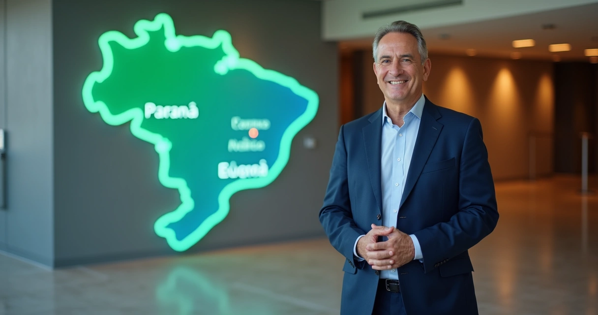 Newton Bonin em destaque com mapa do Paraná ao fundo