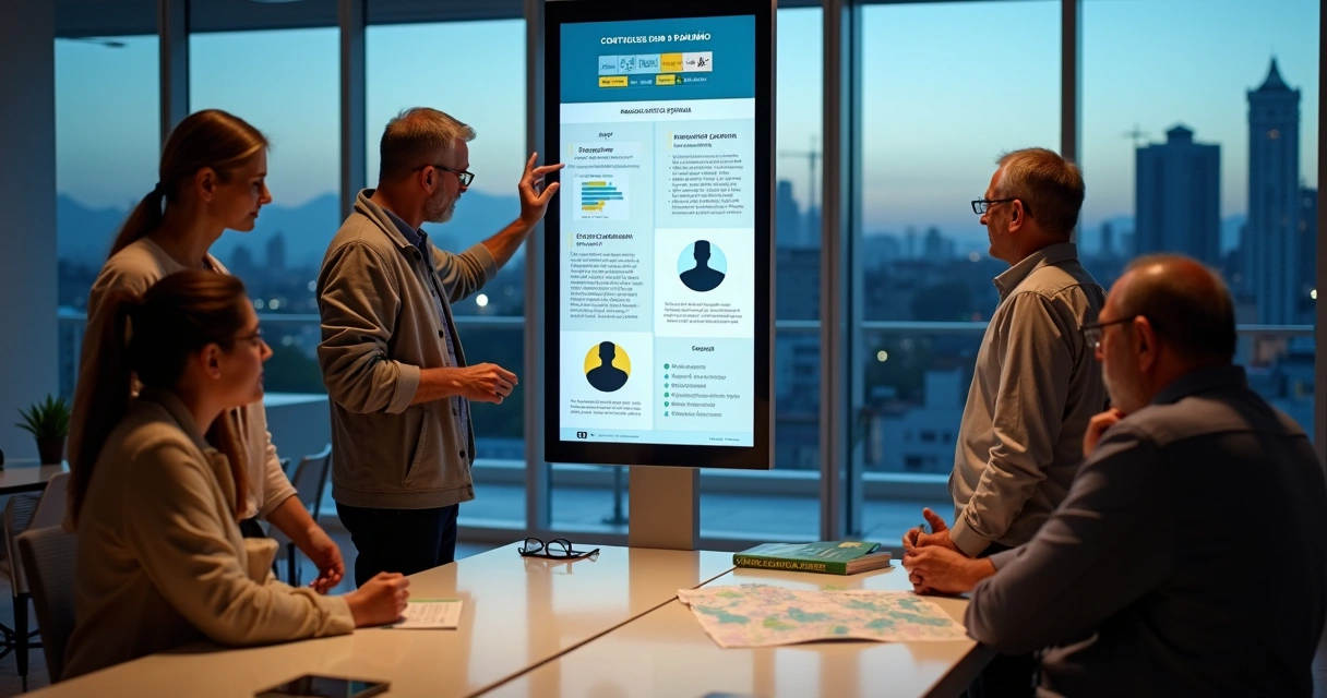 Eleitores no Paraná usando totem digital interativo sobre candidatos a deputado federal