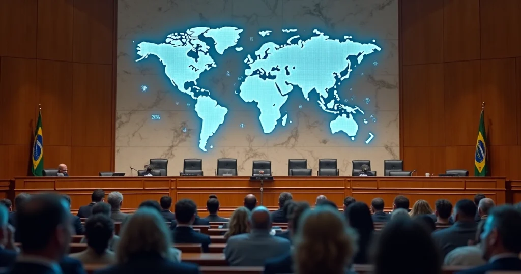 Sessão plenária do STF com destaque para mapa digital do Brasil e números de 2026