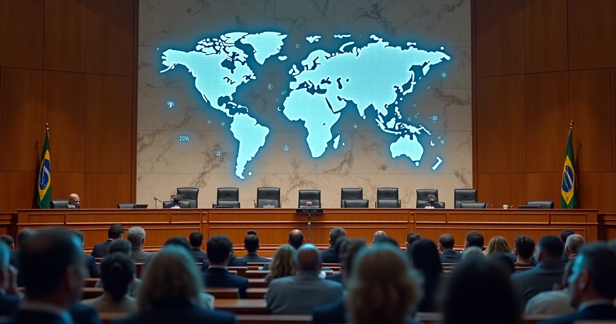 Sessão plenária do STF com destaque para mapa digital do Brasil e números de 2026