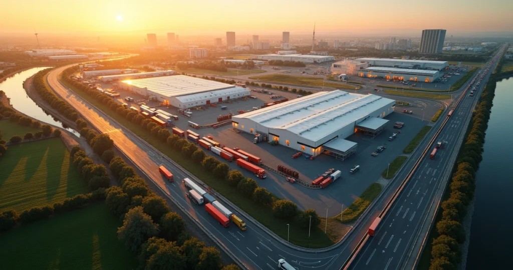Malha de transporte liga diferentes regiões do Paraná com overlay de gráficos econômicos