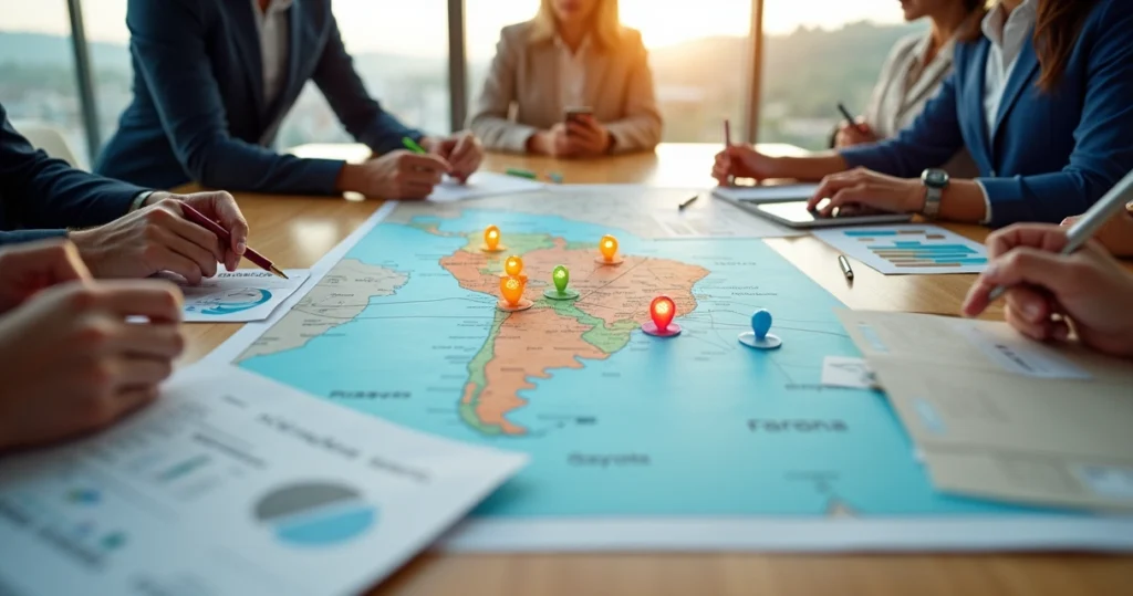 Mapa estilizado do Paraná com cidades conectadas por linhas de colaboração